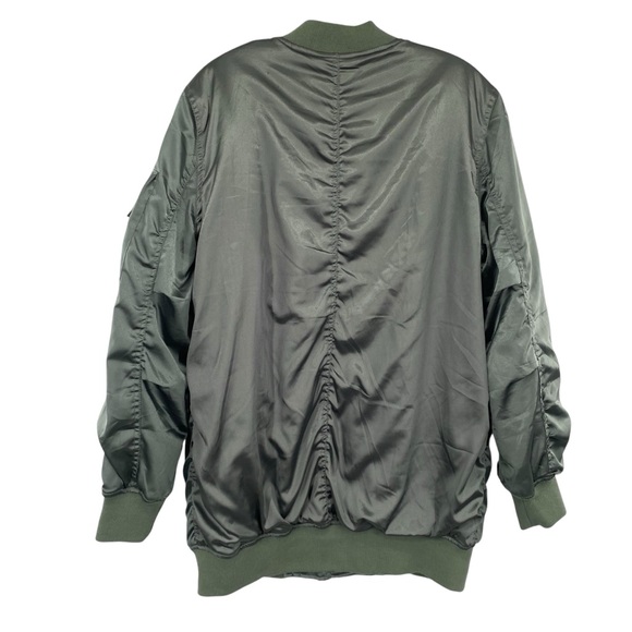 Cotton Candy LA Olive Green Satin Bomber Jacket - Picture 6 of 10
